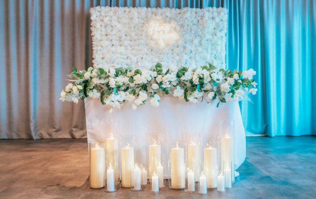 Wedding decor Rovaniemi Lapland venue decor Rovaniemi Weddings Arctic Snow Hotel Sweatheart Table