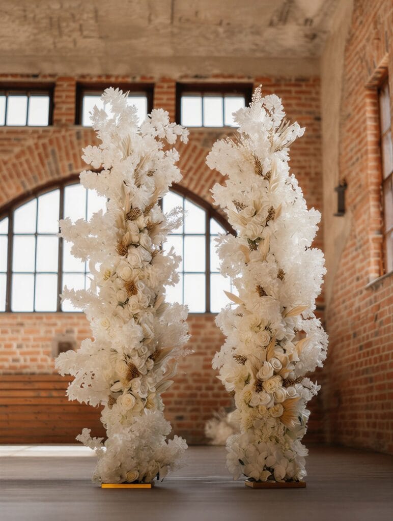 Rovaniemi weddings hääkoristeet kukkapylväät