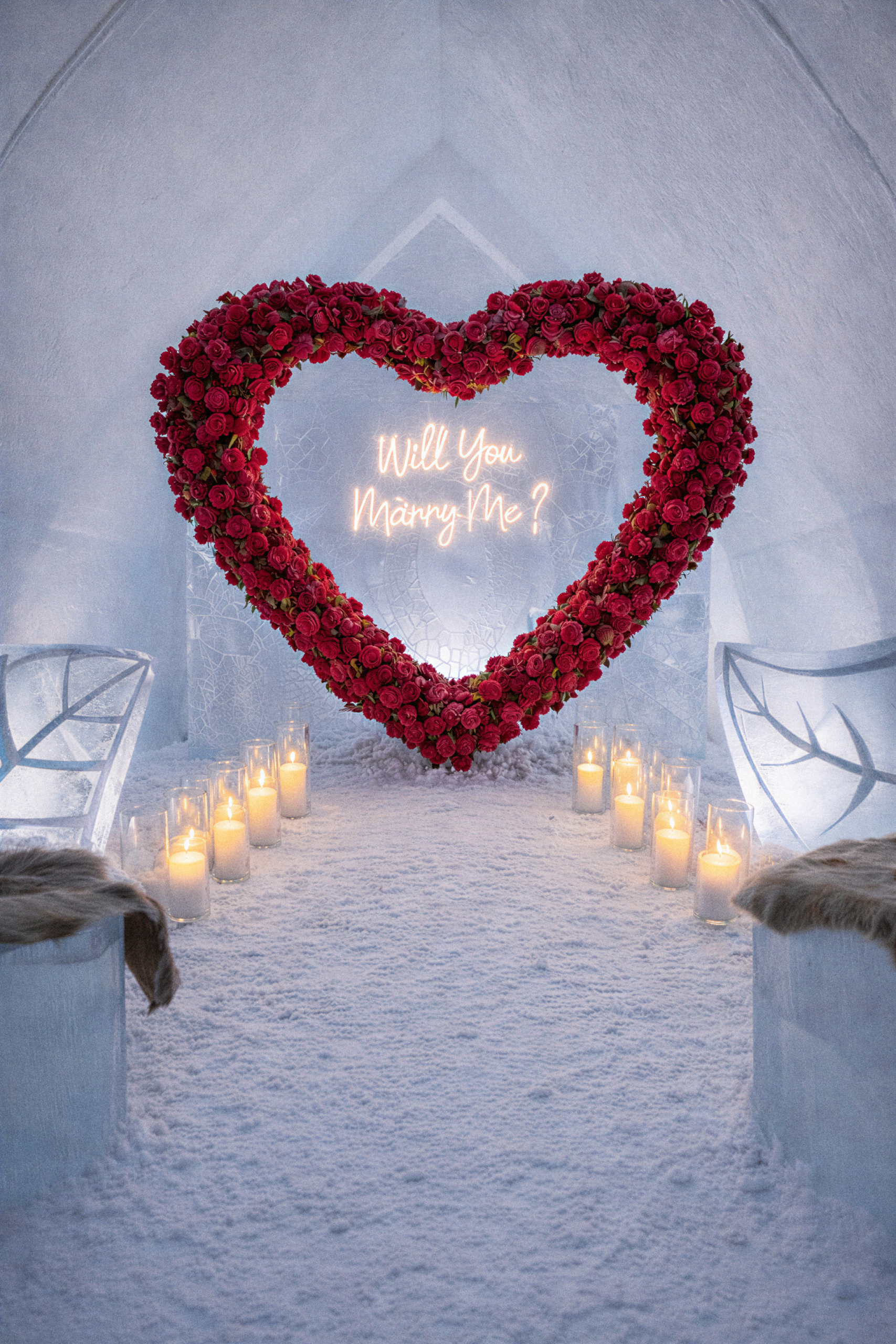 Romantic Ice Chapel Proposal by Rivaniemi Weddings